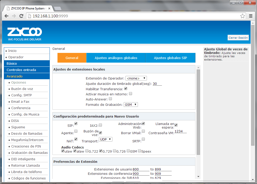 Configuracion Avanzada  -ZYCOO CooVox U20